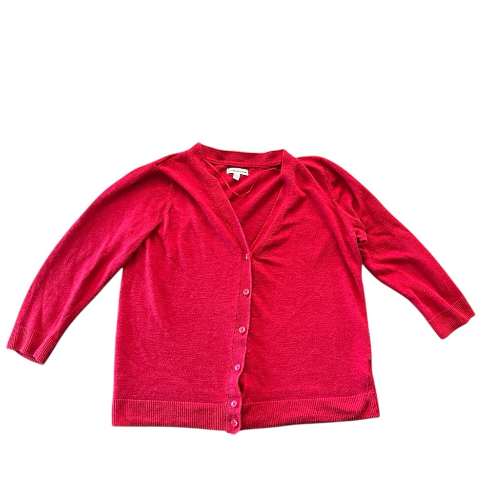 Red 3/4 Sleeve Cardigan, L